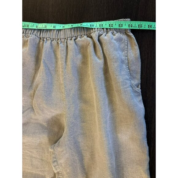 Flax Linen Tan Wide Leg High-Waisted Cropped Pants Size M - Picture 5 of 7